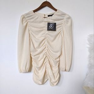 Marc New York Women's Ruched long Sleeve Blouse Cream sz M, XL